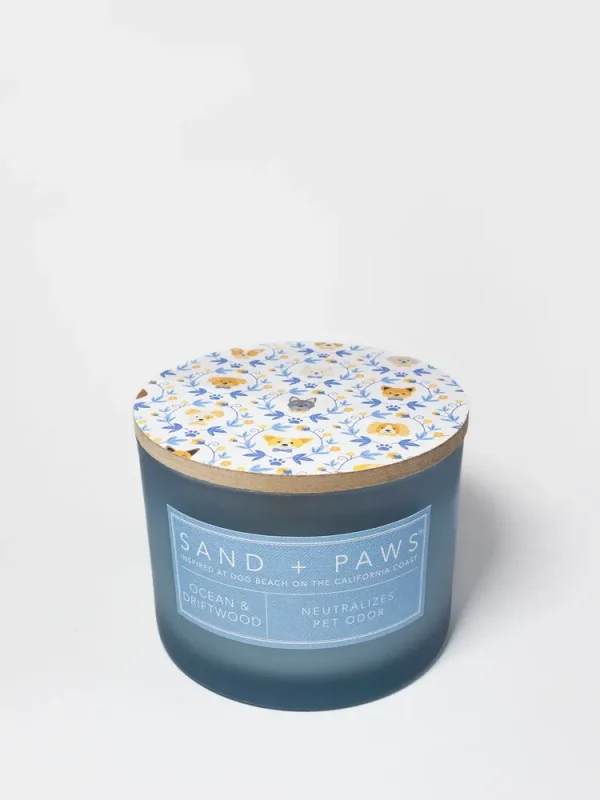 Sand + Paws Ocean & Driftwood 12 oz scented candle